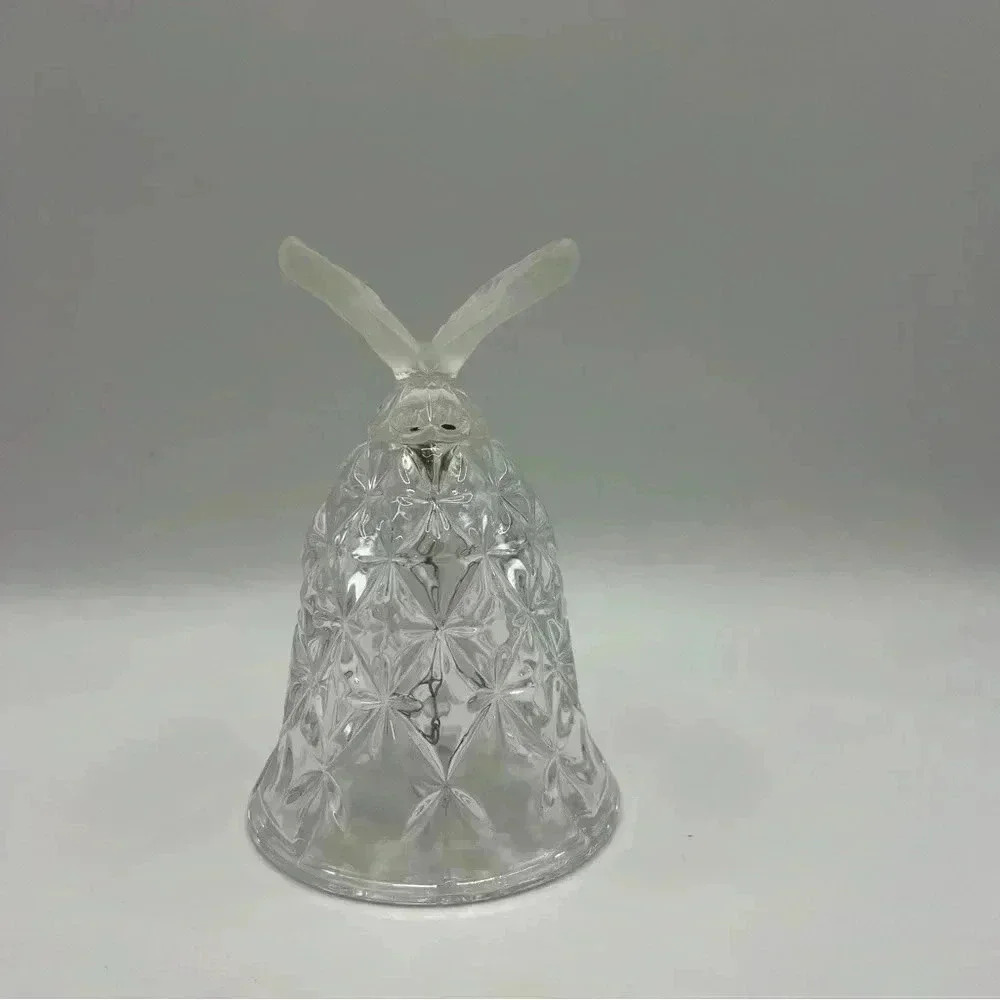 Vintage Crystal Butterfly Bell Hofbaur Germany Frosted 5” Etched - Picture 2 of 5